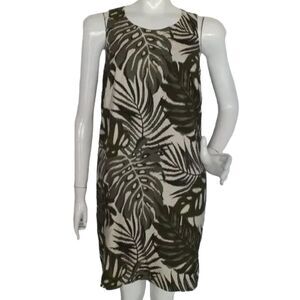 TOMMY BAHAMA Silk Dress, M, Leaf Print, Sleeveless, Shift, Keyhole back.